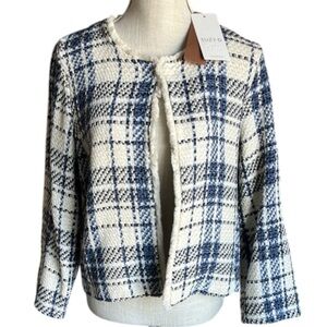 SUZY D LONDON GIO SHORT FRINGE JACKET - Blue Check- XL